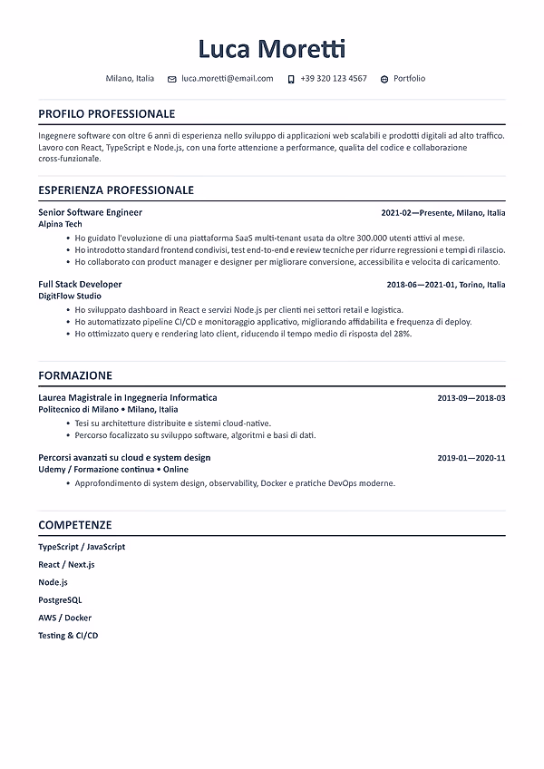 Anteprima del modello di curriculum Ashford