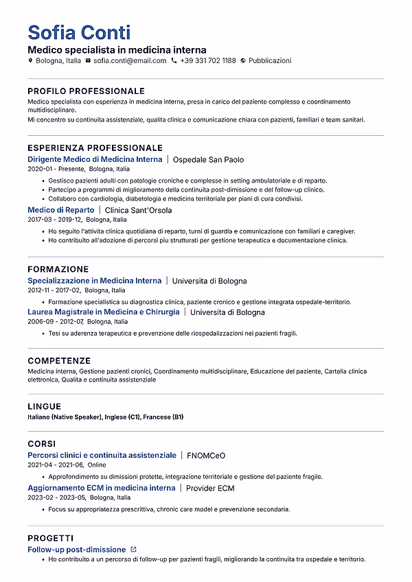 Anteprima del modello di curriculum Cascade