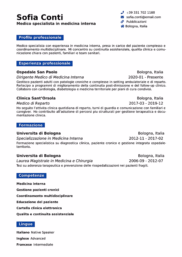 Anteprima del modello di curriculum France