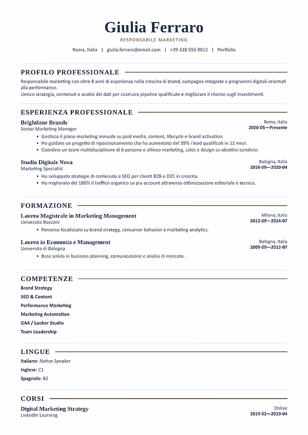 Anteprima del modello di curriculum Langford