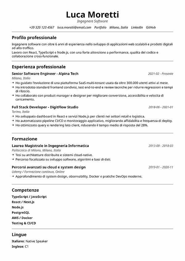 Anteprima del modello di curriculum Meridian
