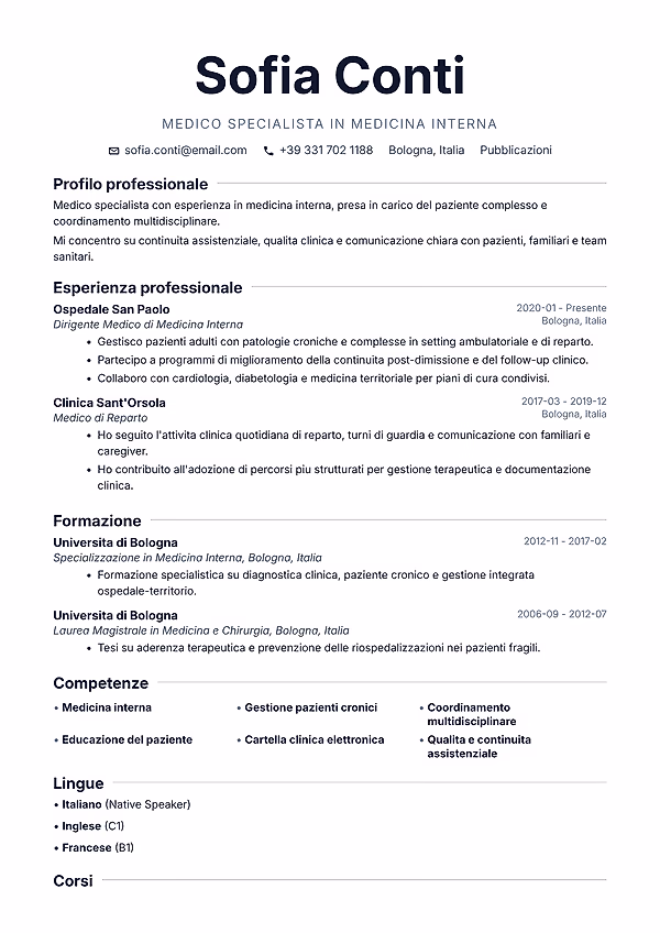 Anteprima del modello di curriculum Metroline