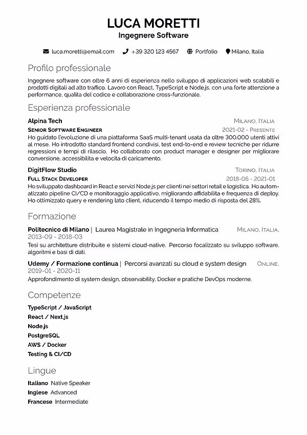 Anteprima del modello di curriculum Modern