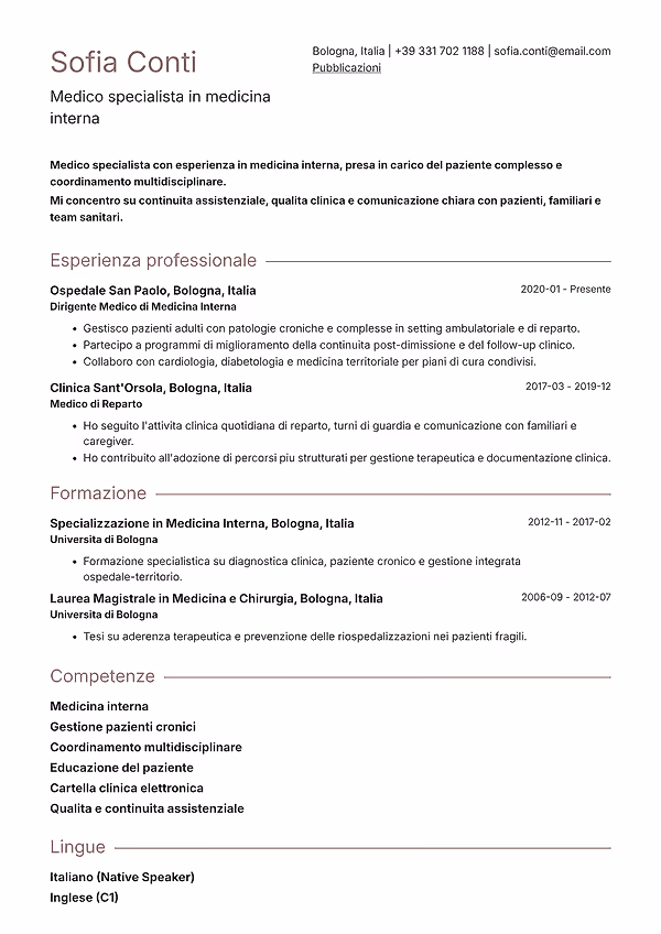 Anteprima del modello di curriculum Pemberton