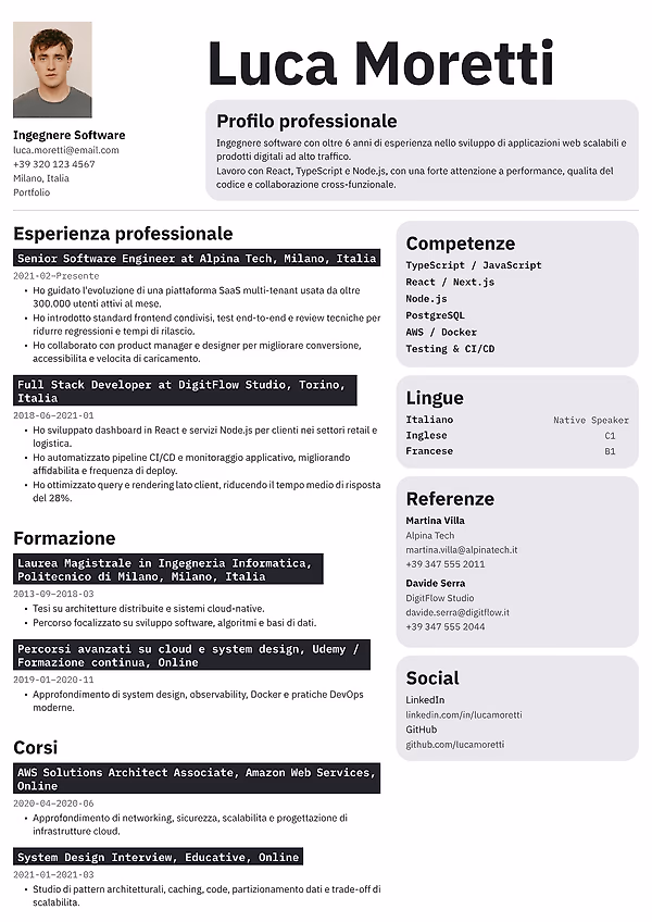 Anteprima del modello di curriculum Riverton