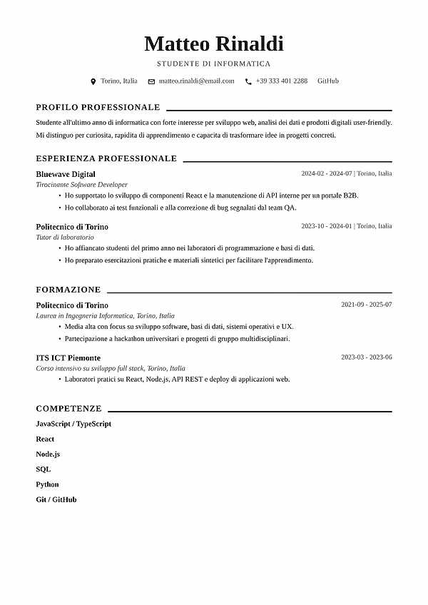 Anteprima del modello di curriculum Sterling