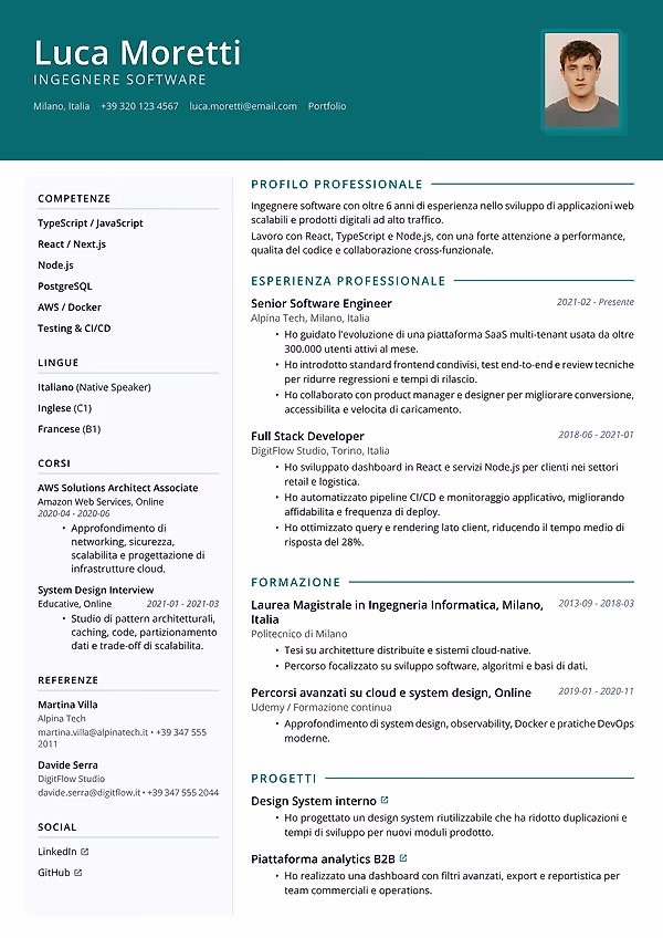 Anteprima del modello di curriculum Summit