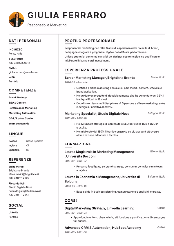 Anteprima del modello di curriculum Taylor